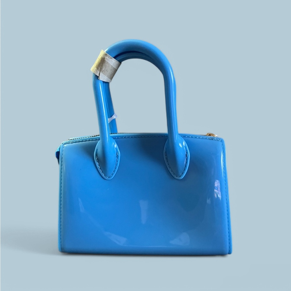 NWT Deluxity Small Jelly Blue Satchel Crossbody Gold Tone Hardware & Hand Bag - Picture 6 of 7